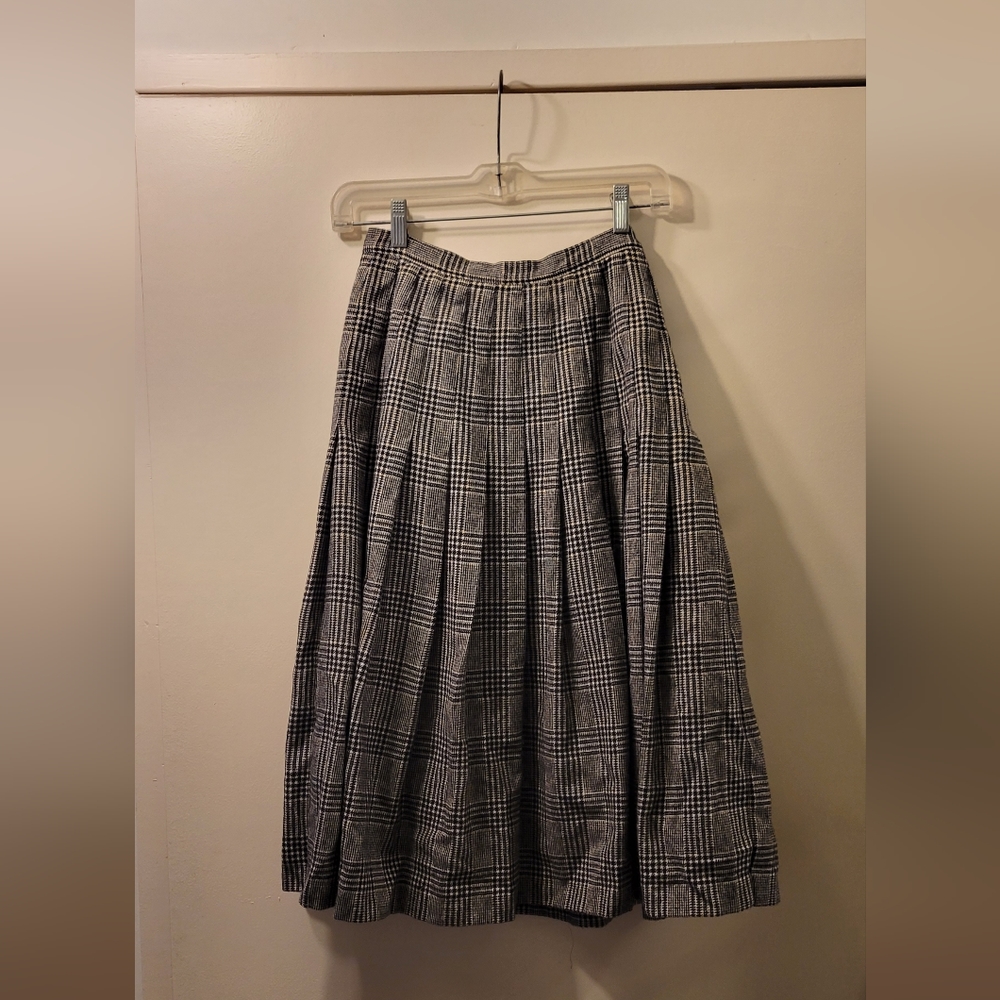 Vintage Pendleton Black & White Gingham Wool Skirt